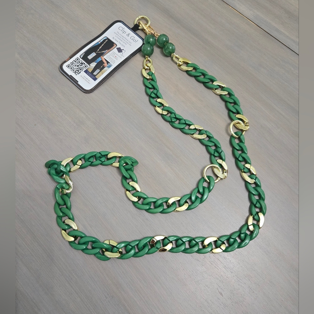 Save The Girls Green Adjustable Crossbody Cell Phone Lanyard Clip and Go Chain